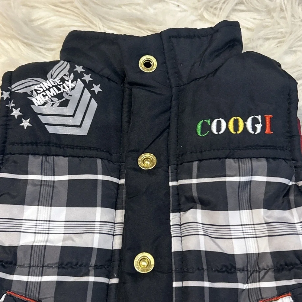COOGI‎ Baby Puffer Vest Infant 6-9m Black White Streetwear Sleeveless Snap Lined
